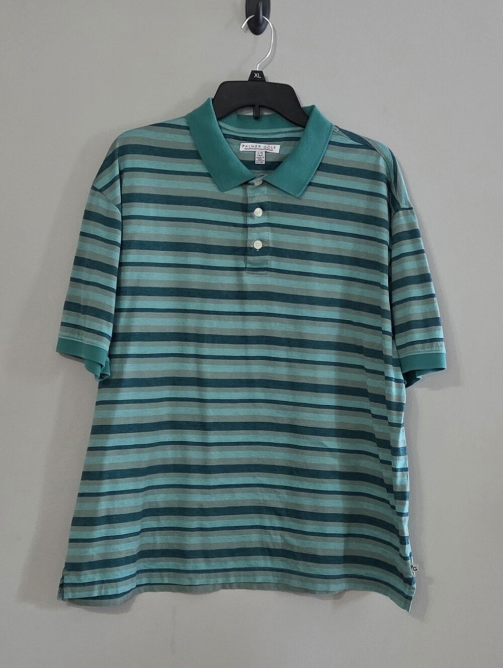 Palmer Golf Green Tones  Striped Polo Shirt Size L